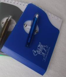 Notizblock A6 mit Kugelschreiber Classic Ziege / Farbe blau